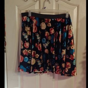 Velvet floral skater skirt